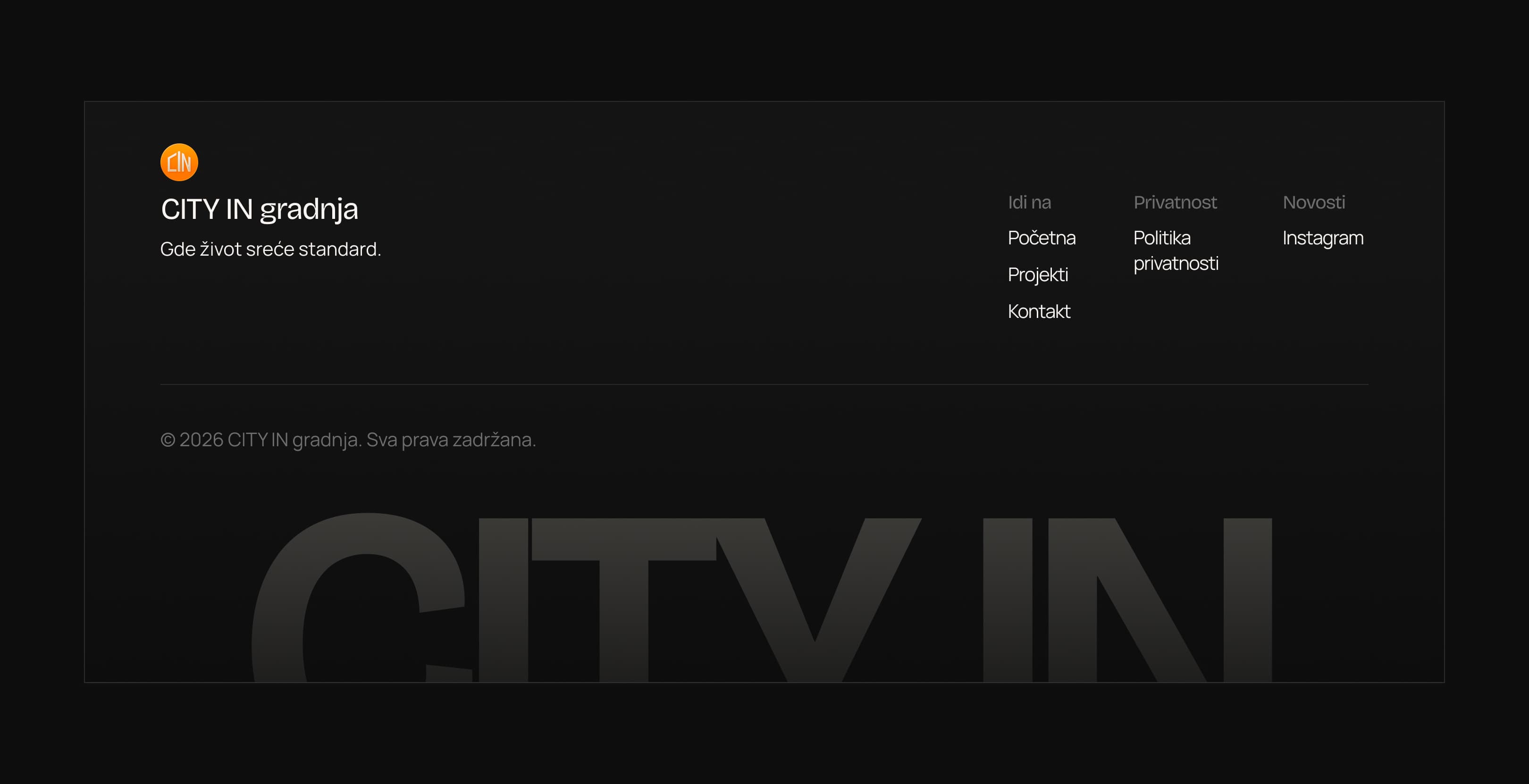 CITY IN dark homepage preview