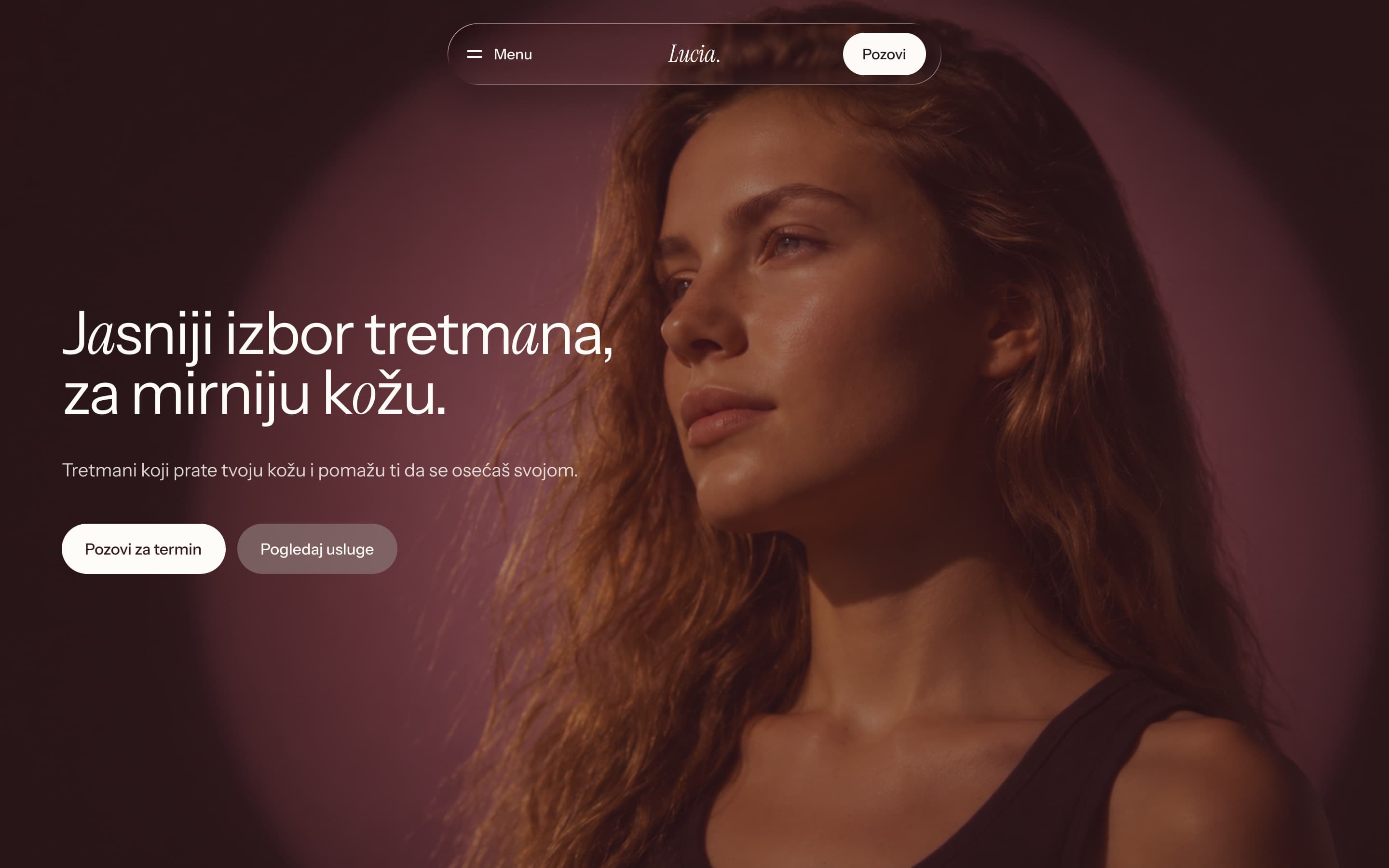 Lucia Studio beauty homepage preview