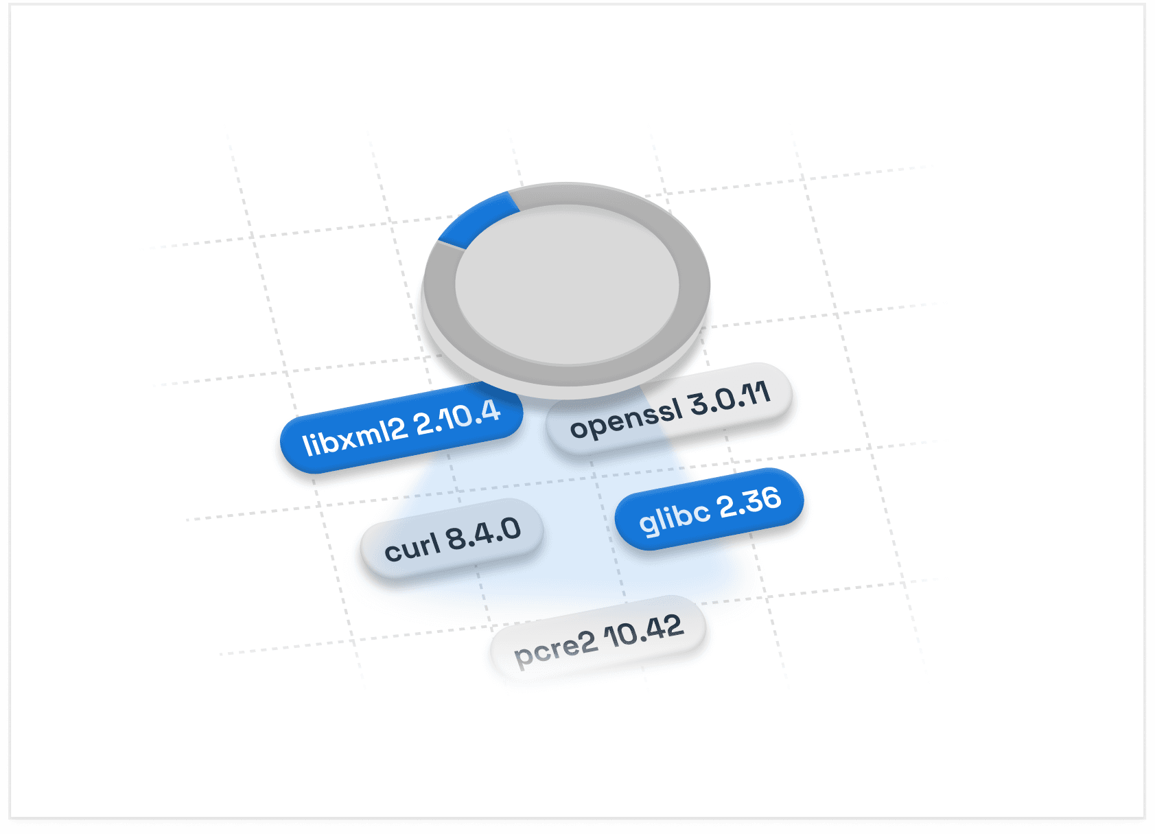 ActiveState dependency illustration showing package labels arranged around a circular software component